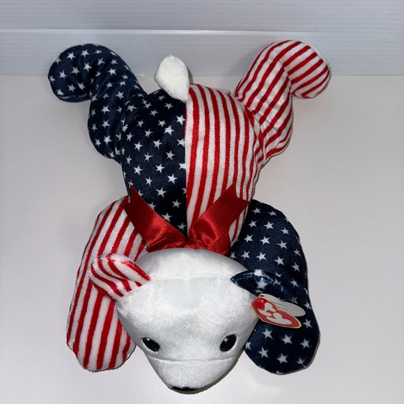 Ty "Sparkler Bear" Plush Pillow Pals 14" Red White Blue Patriotic Stuffed Teddy - Picture 1 of 16